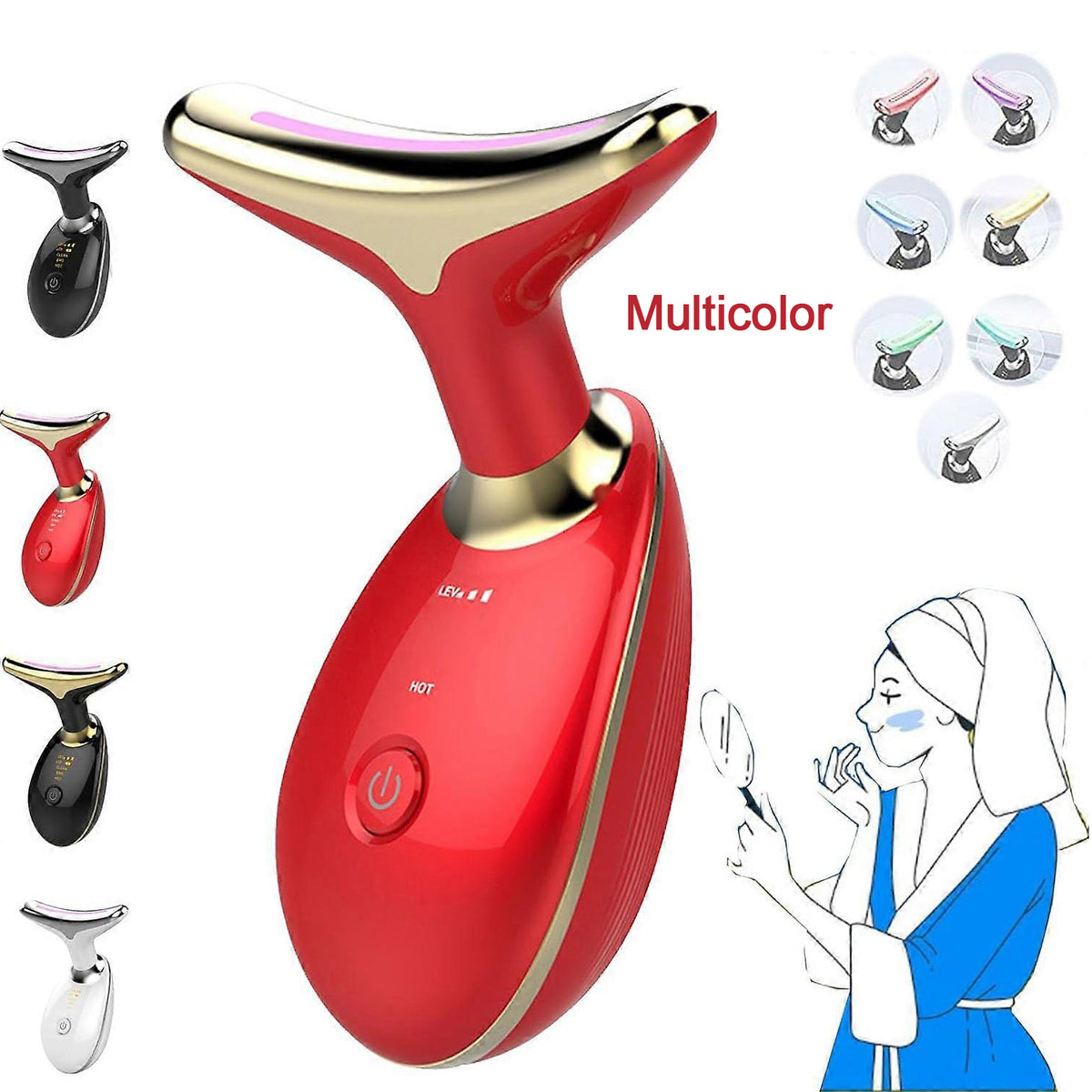 Electric Face Massager Wrinkle Remover Led Photon Face Beauty Device (1 Pc) - ZypHub
