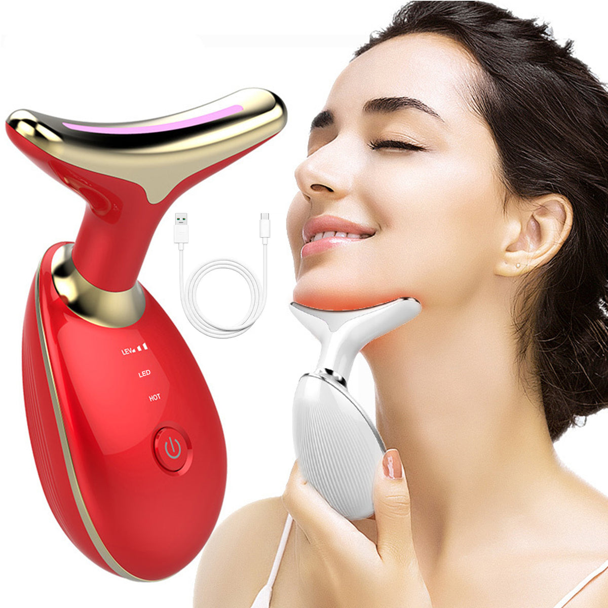 Electric Face Massager Wrinkle Remover Led Photon Face Beauty Device (1 Pc) - ZypHub