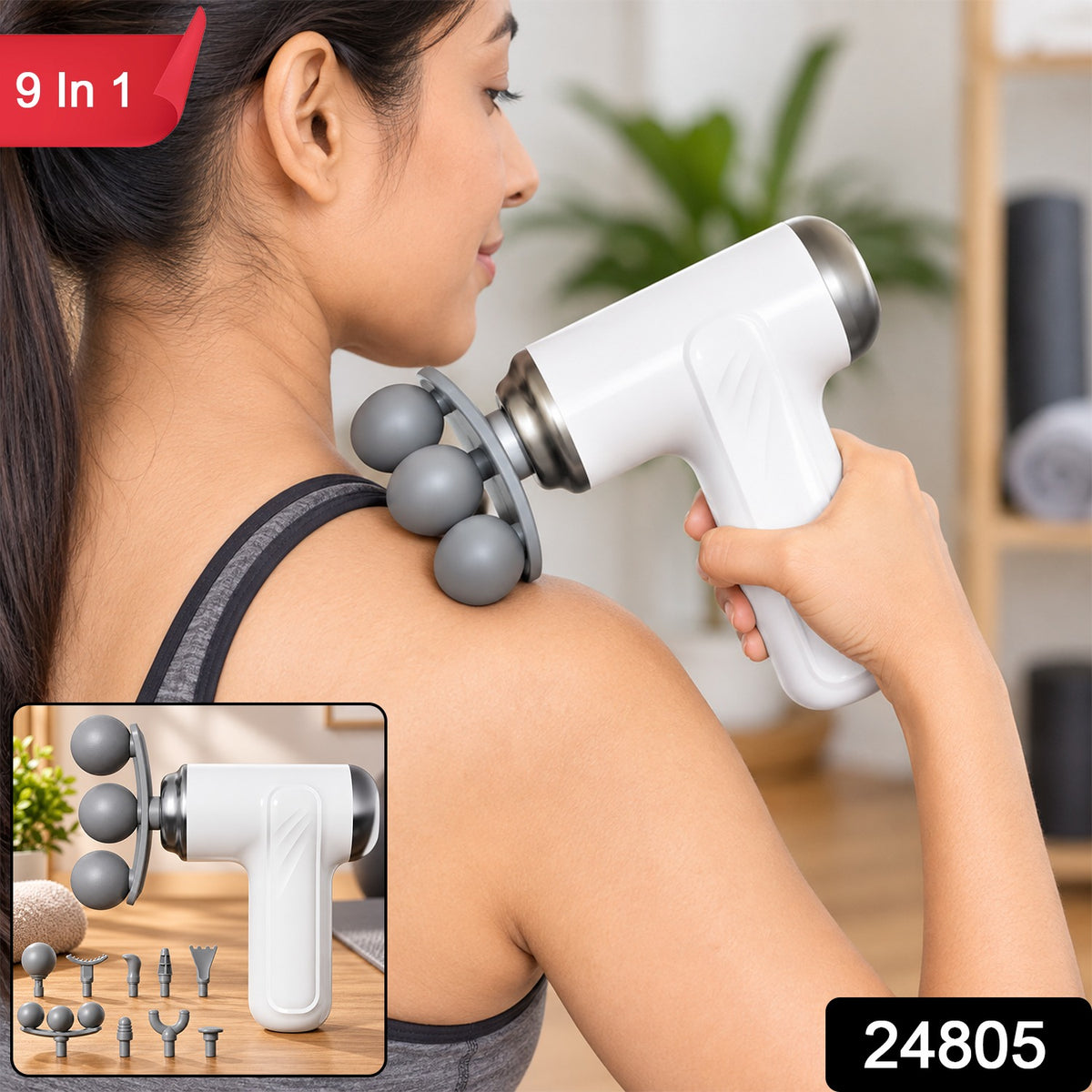 9-in-1 Massager Gun With Interchangeable Heads For Relaxation - ZypHub